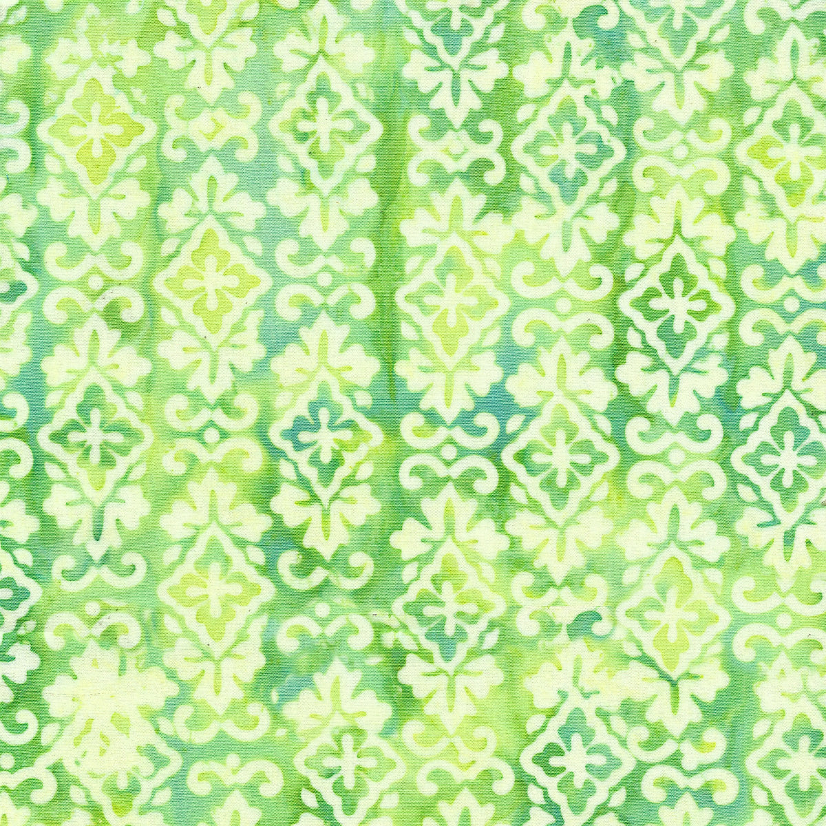 Diamond Medallions Lime Teal Batik Fabric | Island Batik