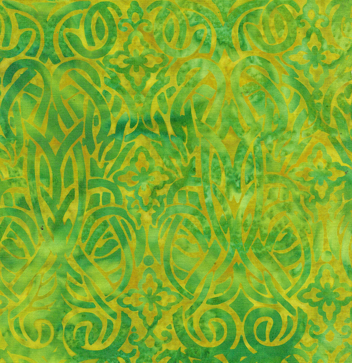 Scroll Medallion Green Lime Batik Fabric | Island Batik