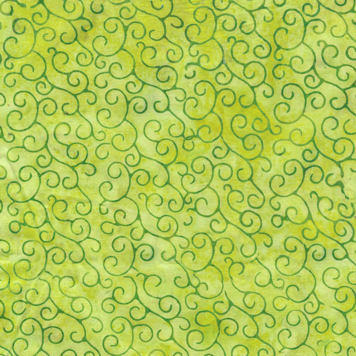 Scrollwork Lime Green Batik Fabric | Island Batik