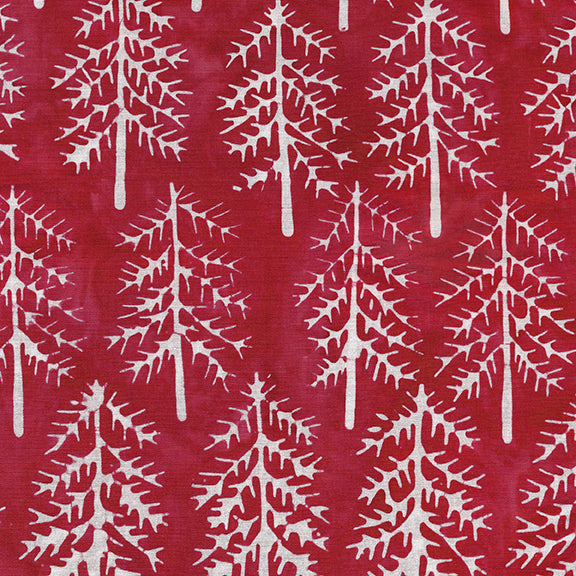 Trees Red White Batik Fabric | Island Batik