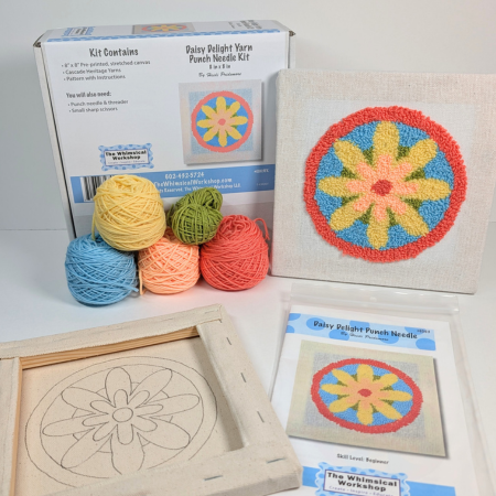 Daisy Delight Punch Needle Kit or Pattern – Floral Yarn Art with Tools Option