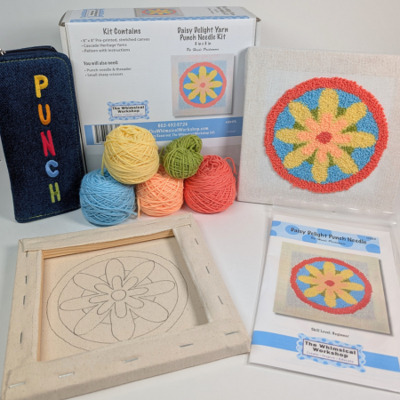 Daisy Delight Punch Needle Kit or Pattern – Floral Yarn Art with Tools Option