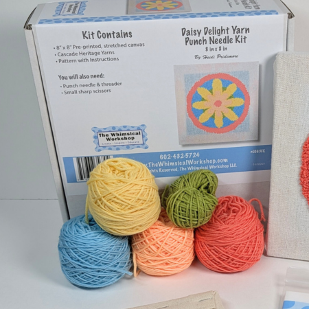 Daisy Delight Punch Needle Kit or Pattern – Floral Yarn Art with Tools Option