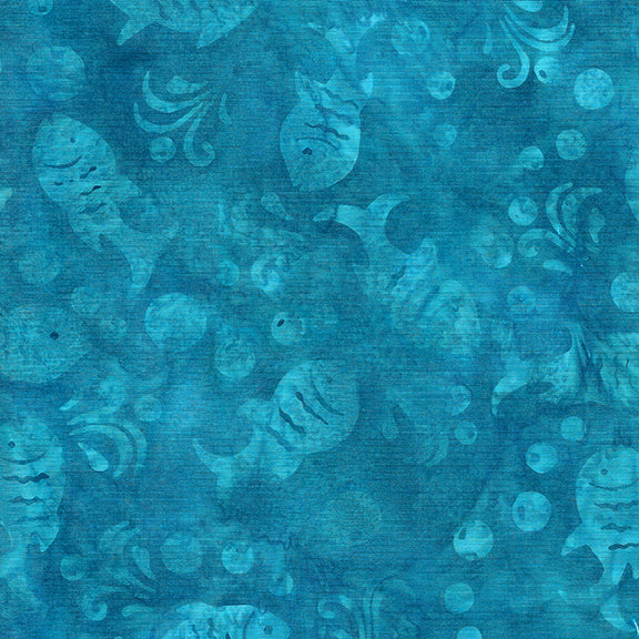 Fish Dark Blue Batik Fabric | Island Batik