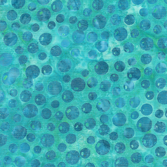 Bubbles Teal Blue Batik Fabric | Island Batik