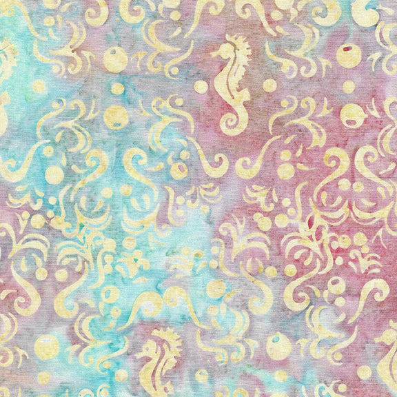 Seahorse Medallion Multi Batik Fabric | Island Batik