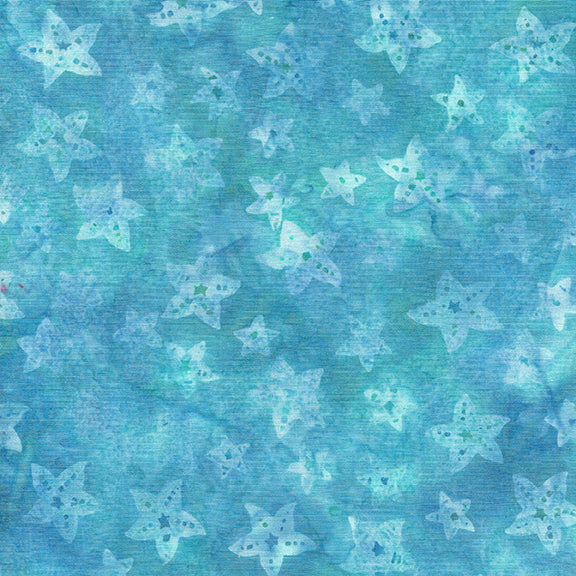 Starfish Blue Batik Fabric | Island Batik