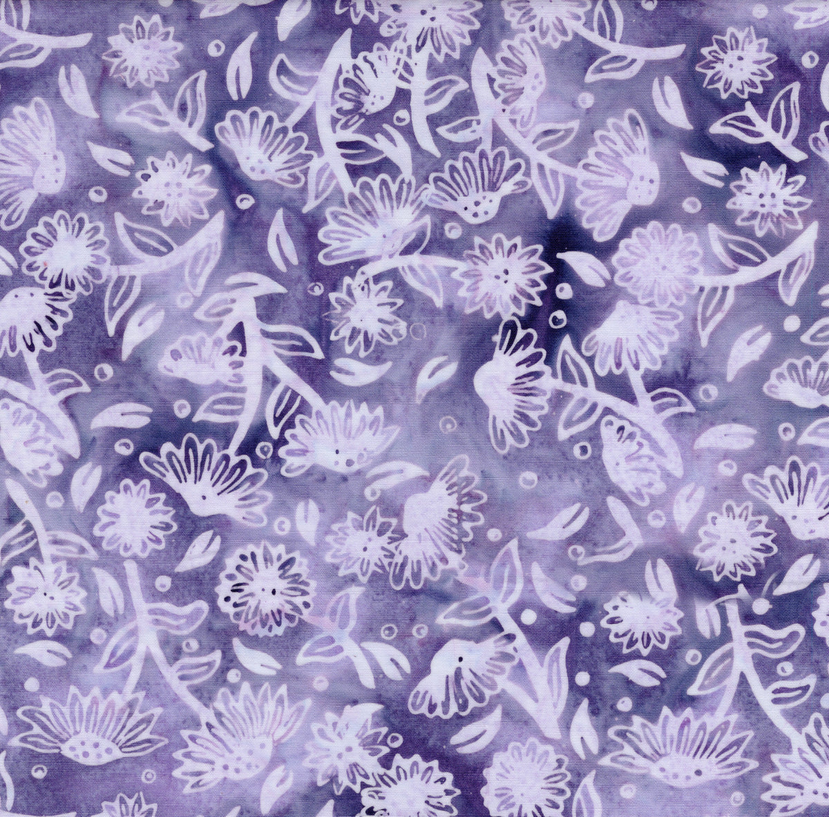 Tossed Daisies Violet Batik Fabric | Island Batik
