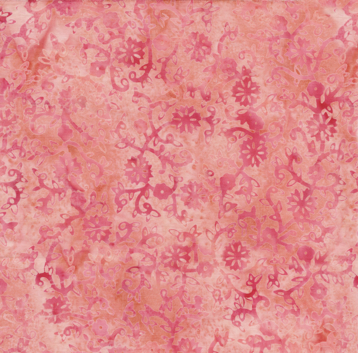 Daisy Swirl Coral Batik Fabric | Island Batik