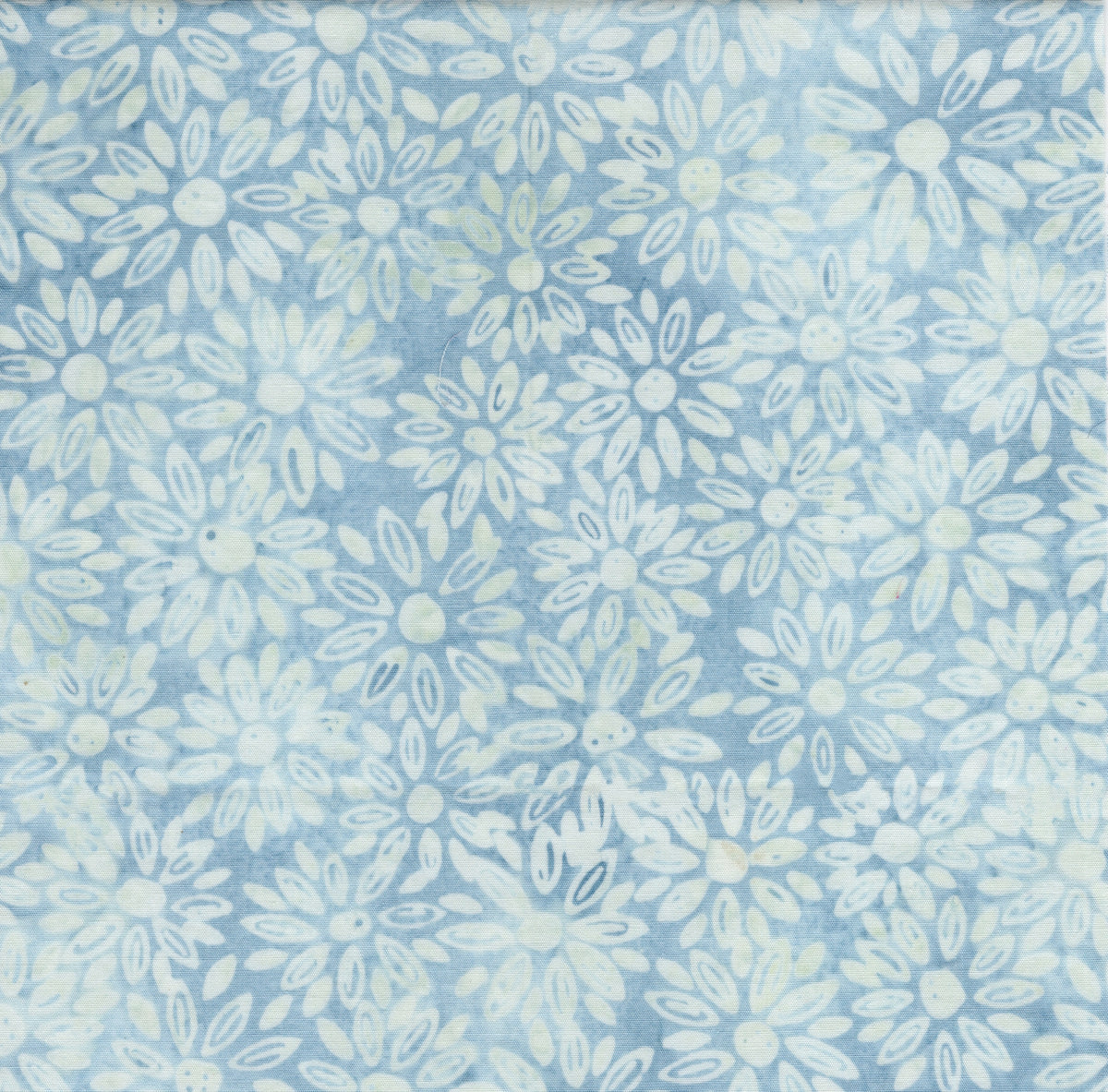 Packed Daisies Blue Batik Fabric | Island Batik