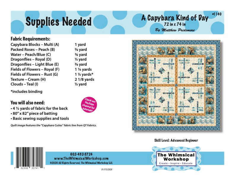 A Capybara Kind of Day Quilt Pattern