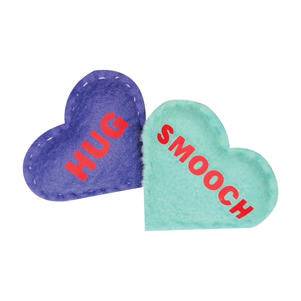 Candy Hearts Felt Pin Sewing kits - Green & Purple