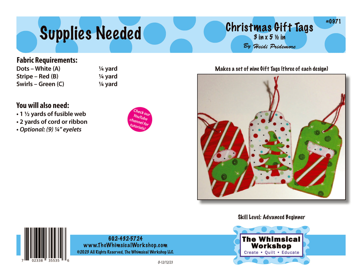 Christmas Gift Tags Quilt Pattern