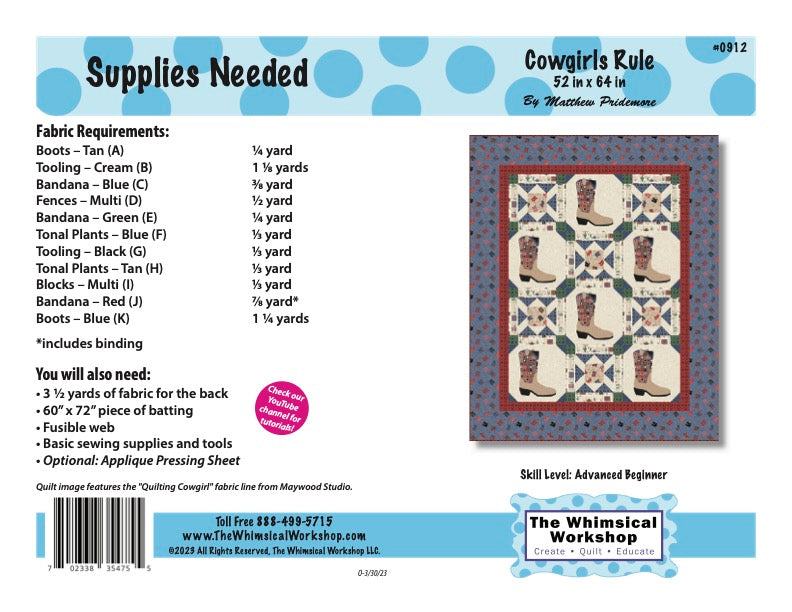 Cowgirls Rule Quilt Pattern