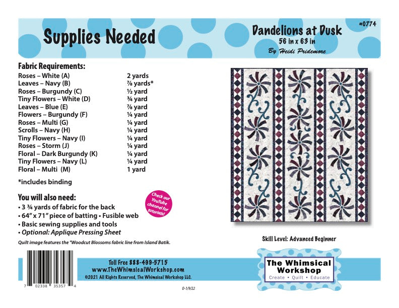 Dandelions at Dusk Quilt Pattern