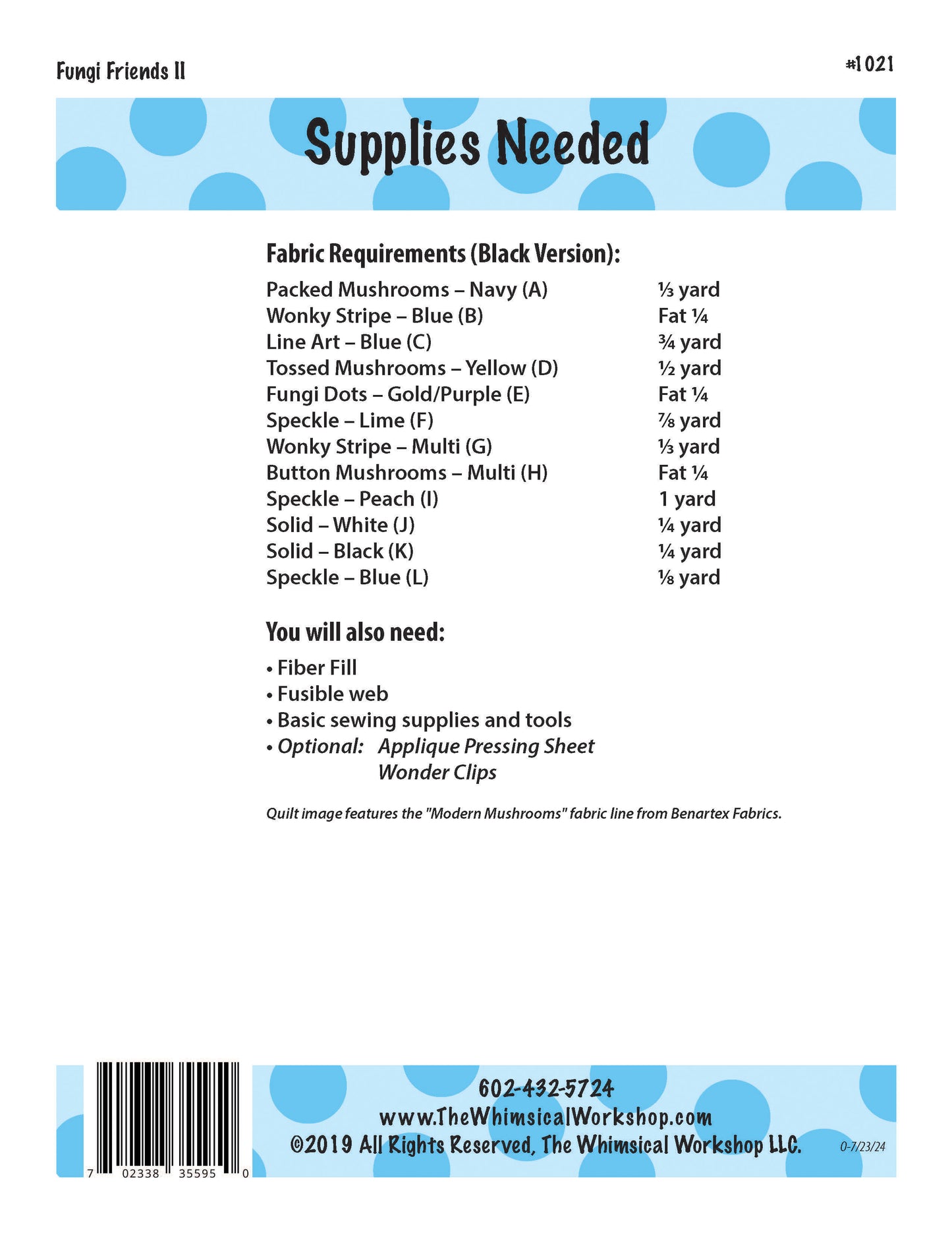 Fungi Friends II Pillow Pattern