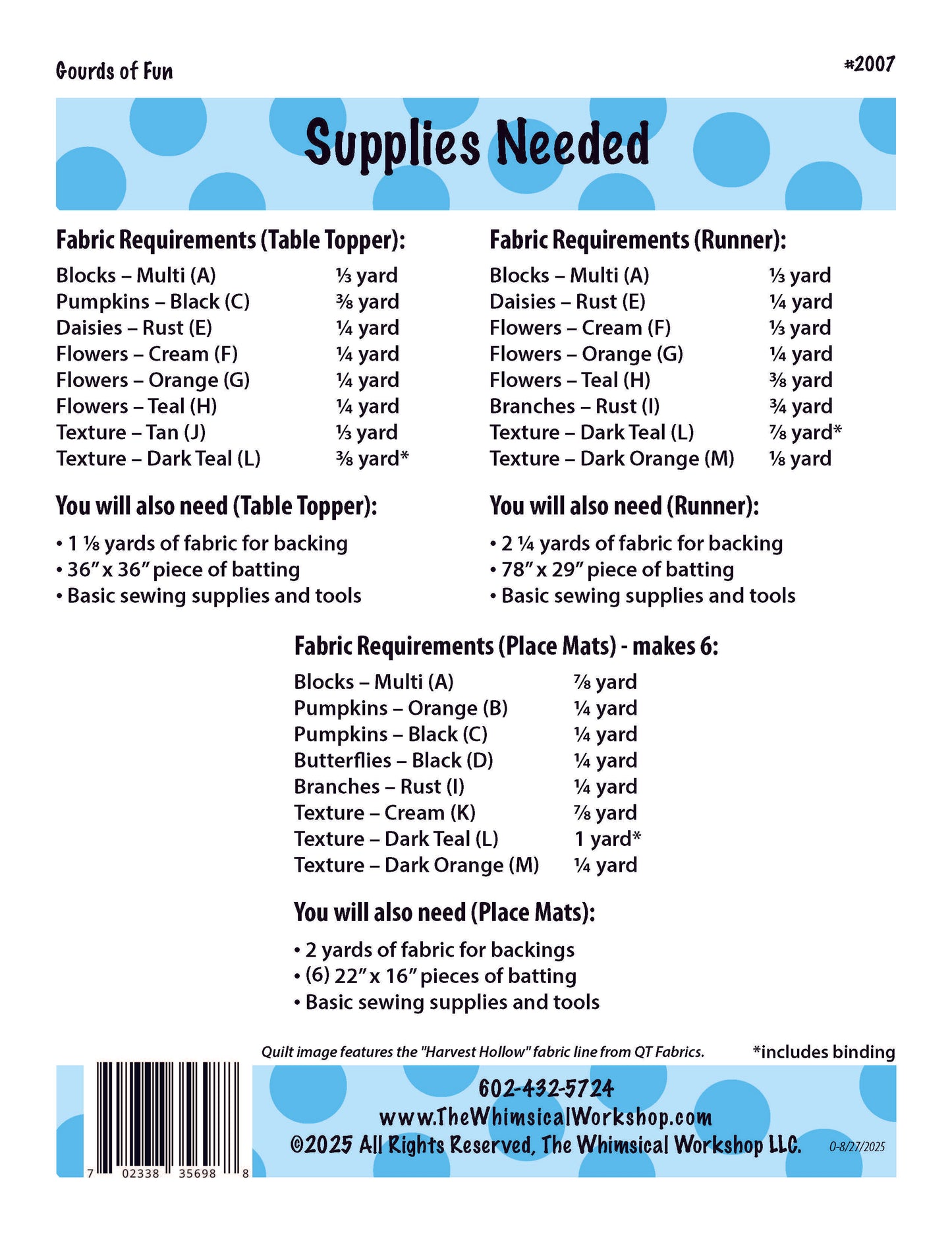 Gourds of Fun Table Set Pattern