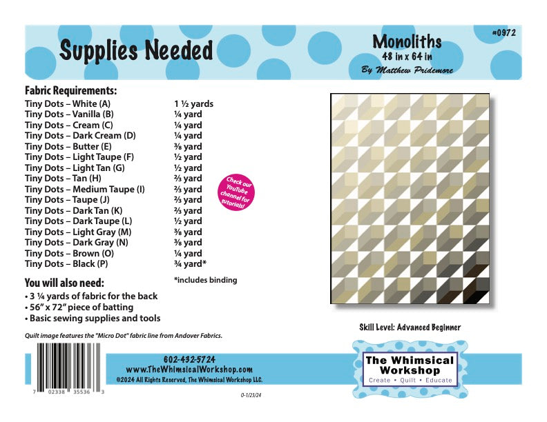 Monoliths Quilt Pattern