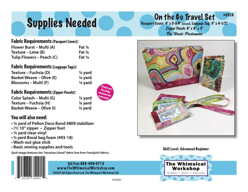 On the Go Travel Set Quilt Pattern