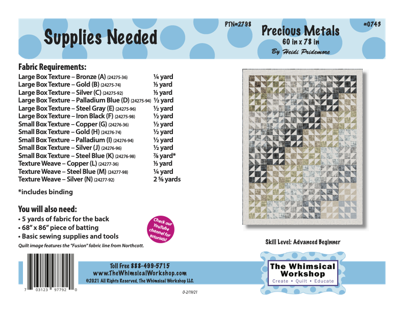 Precious Metals Quilt Pattern