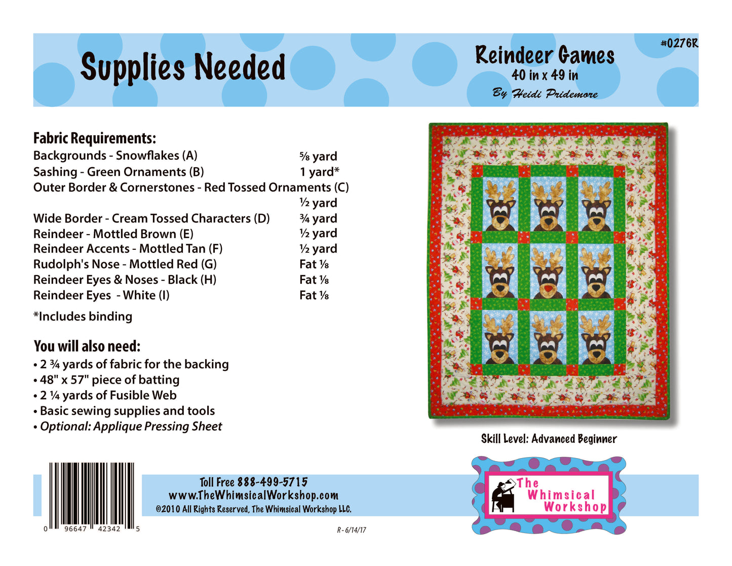 Reindeer Games Quilt Pattern