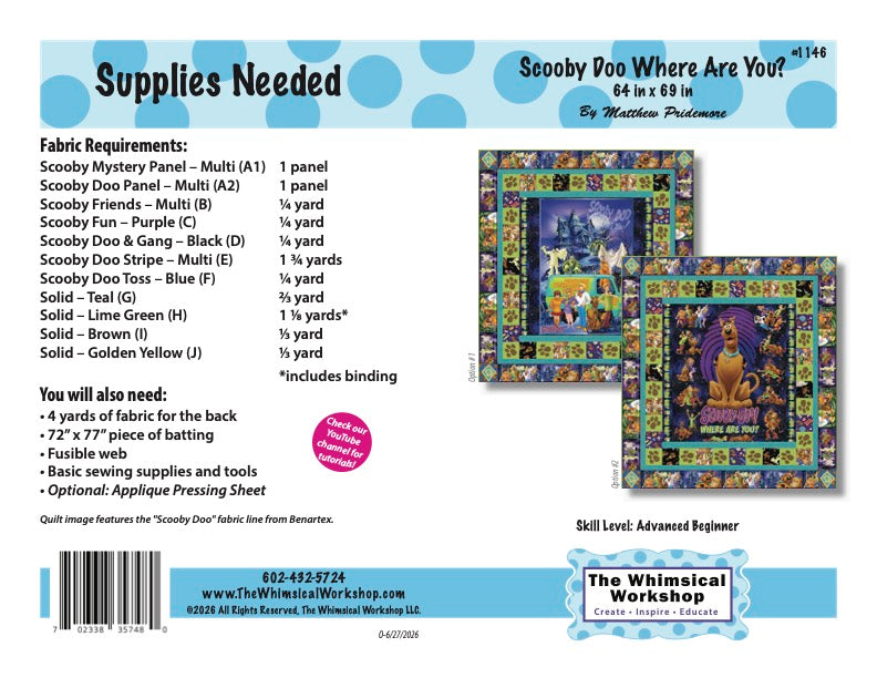 Scooby Doo Where Are You? Quilt Pattern