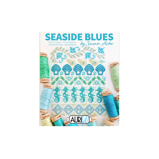 Seaside Blues by Susan Ache -  Six Strand Embroidery Floss Aurifil Thread Set