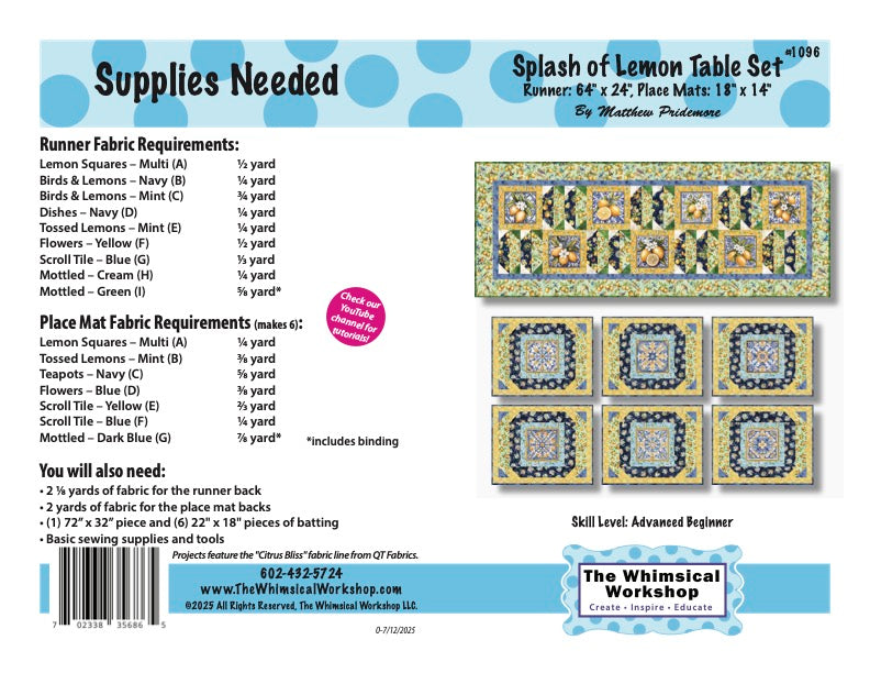 Splash of Lemon Table Set Quilt Pattern