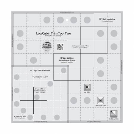 Creative Grids Log Cabin Trim Tool Two 6" x 12" Blocks Quilt Ruler