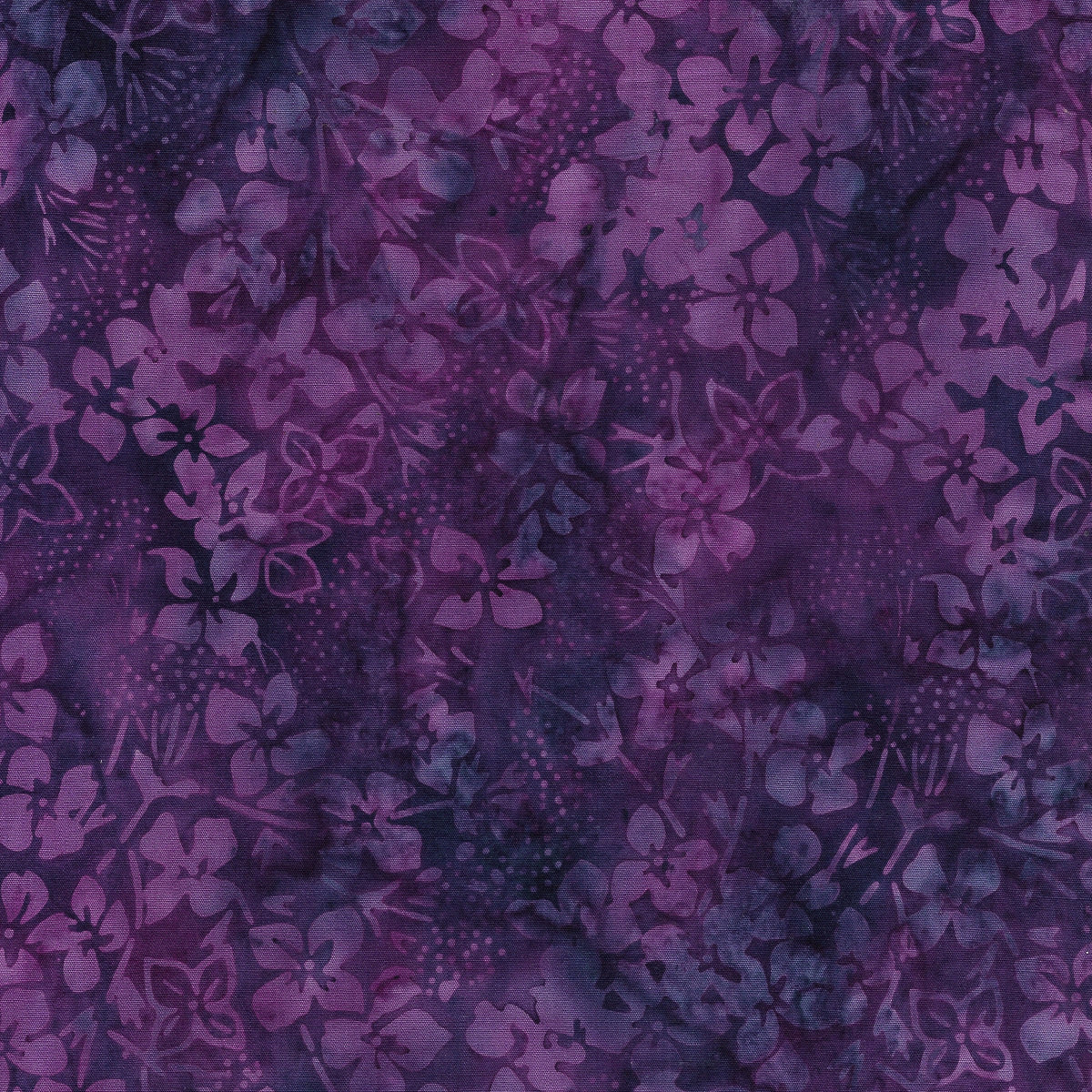 Tossed Flowers Dark Purple Batik Fabric | Island Batik