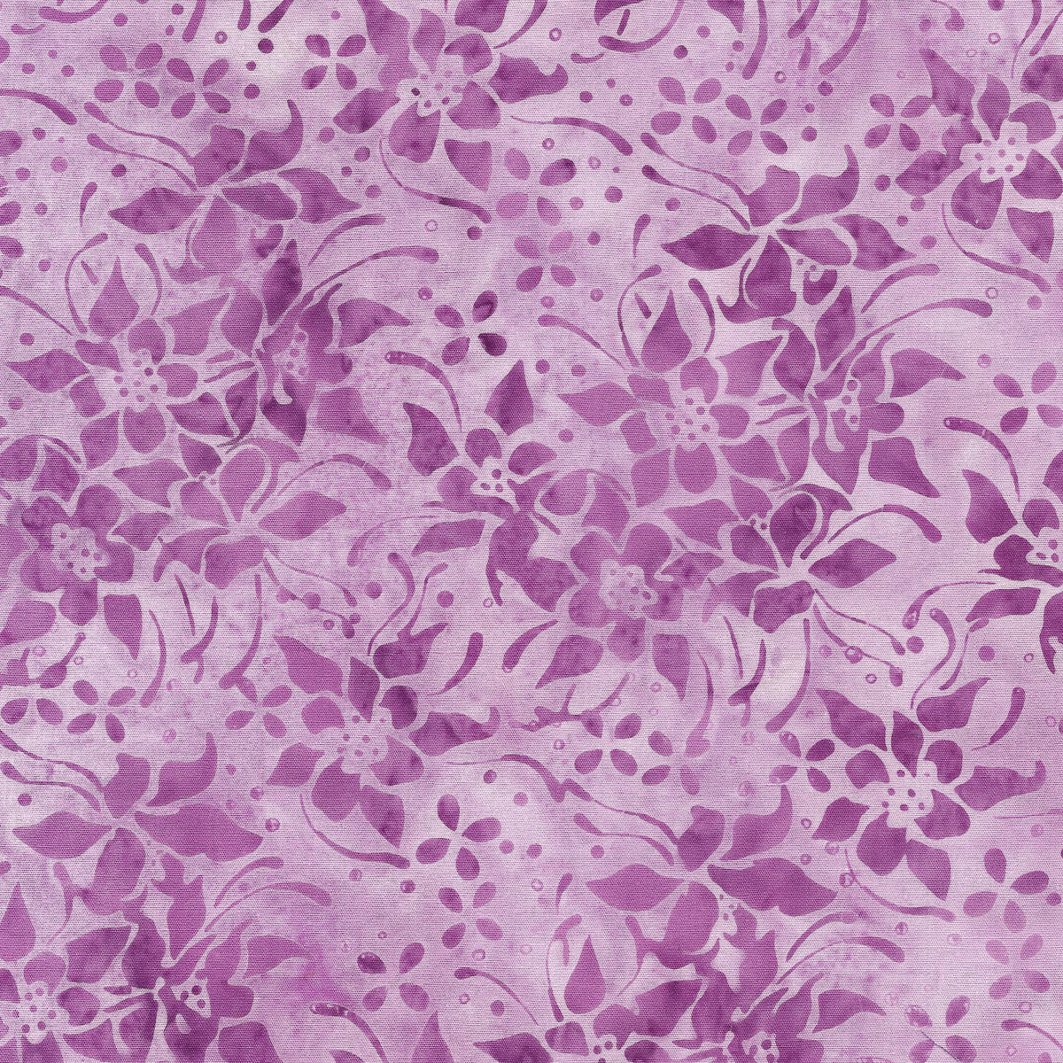 Flowers and Dots Raspberry Batik Fabric | Island Batik