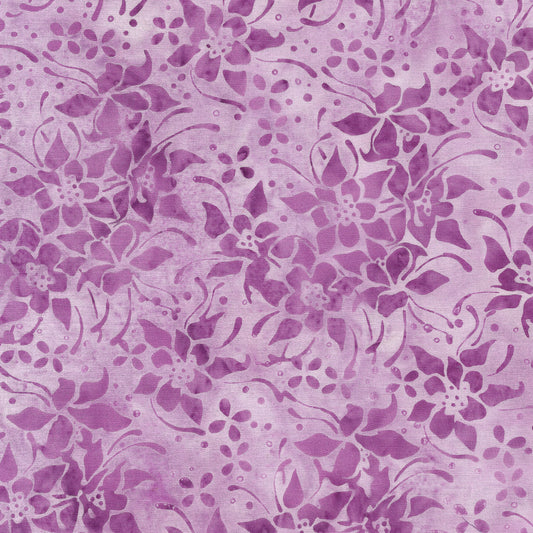 Flowers and Dots Raspberry Batik Fabric | Island Batik