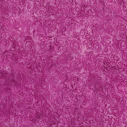Woodcut Blossoms - Scrollwork - Purple