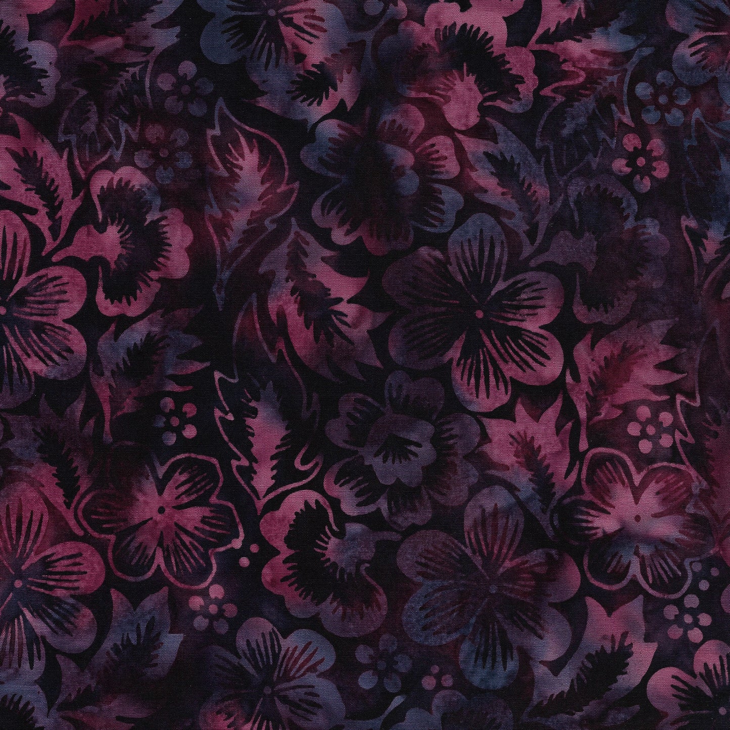 Woodcut Blossoms - Floral - Dark Burgundy