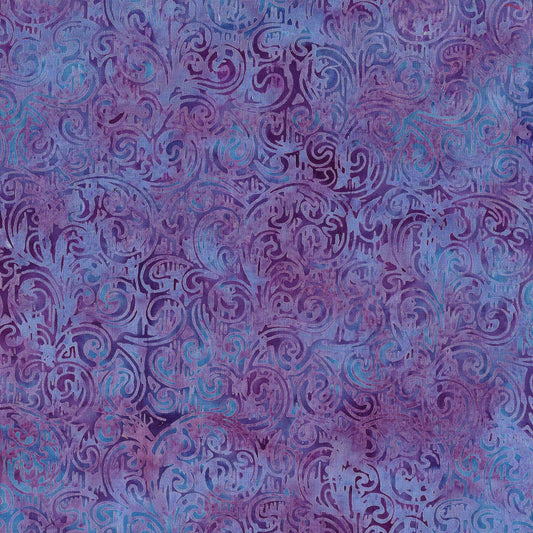 Woodcut Blossoms - Scrolls - Purple