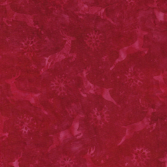 Reindeers Red Batik Fabric | Island Batik