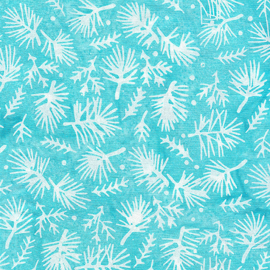 Pine Needles Blue White Batik Fabric | Island Batik