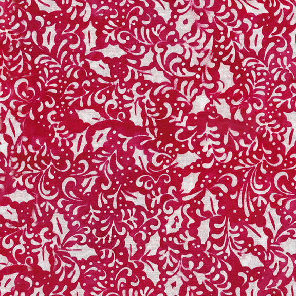 Holly Leaves Red Batik Fabric | Island Batik