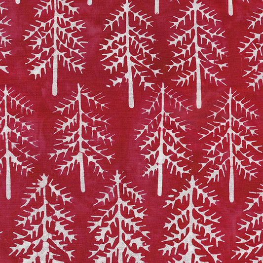 Trees Red White Batik Fabric | Island Batik
