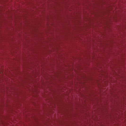Trees Dark Red Batik Fabric | Island Batik