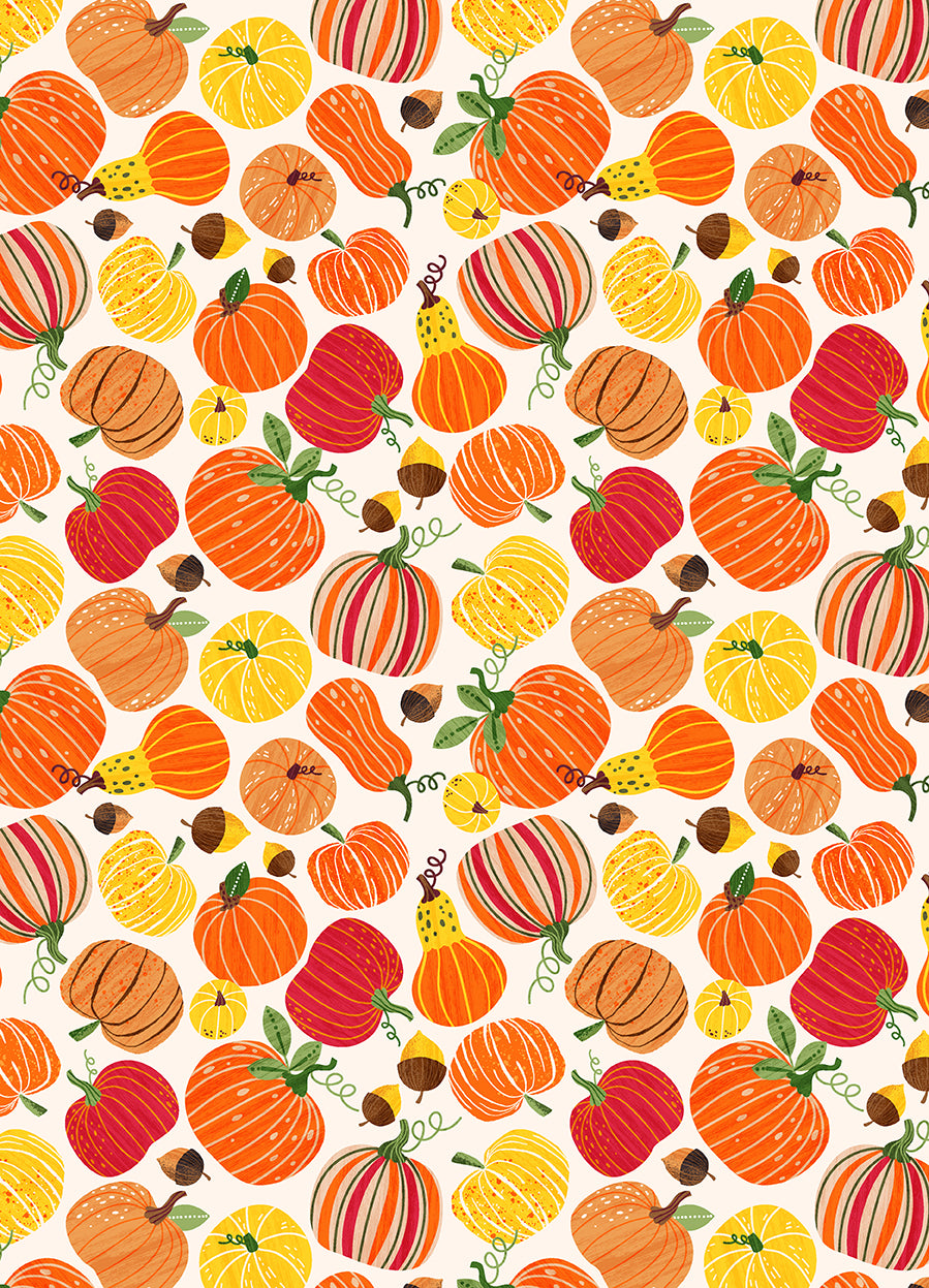 Pumpkin Patch Cream Green Cotton Fabric | Benartex