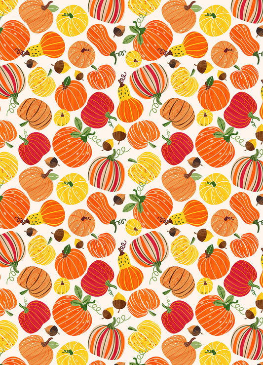 Pumpkin Patch Cream Green Cotton Fabric | Benartex