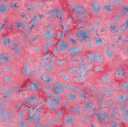 Tossed Daisies Pink Batik Fabric | Island Batik