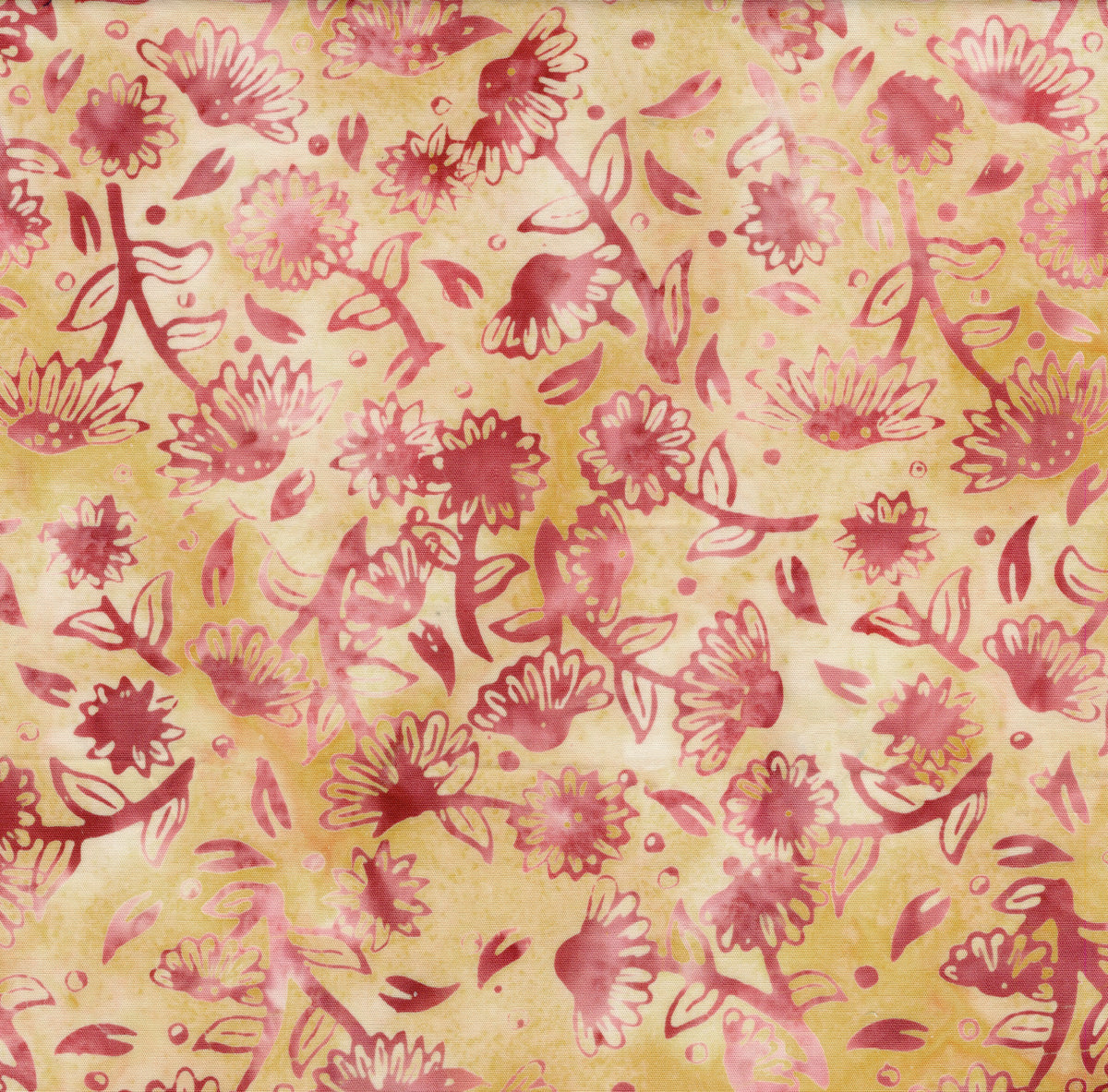 Tossed Daisies Yellow Batik Fabric | Island Batik