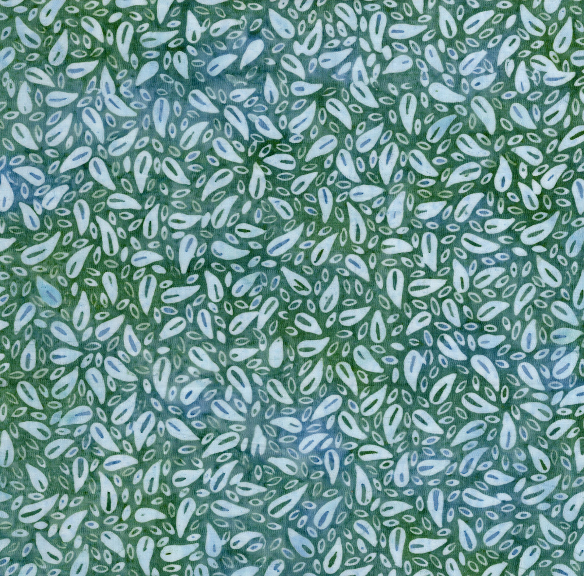Tossed Petals Dark Green Batik Fabric | Island Batik