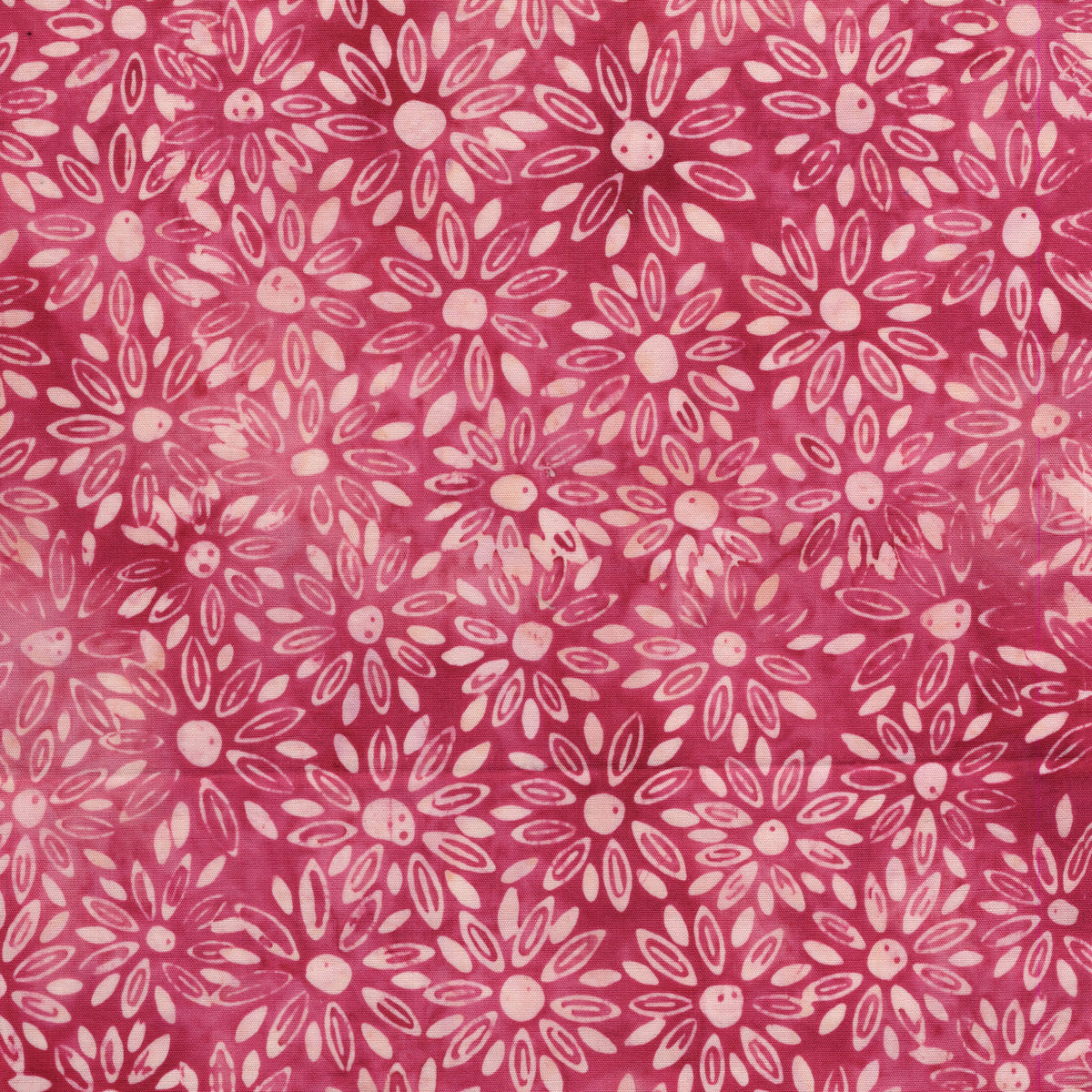Packed Daisies Bright Pink Batik Fabric | Island Batik