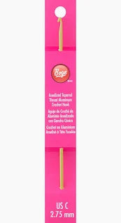 Boye Tapered Throat Anodized Aluminum Crochet Hook - Size C