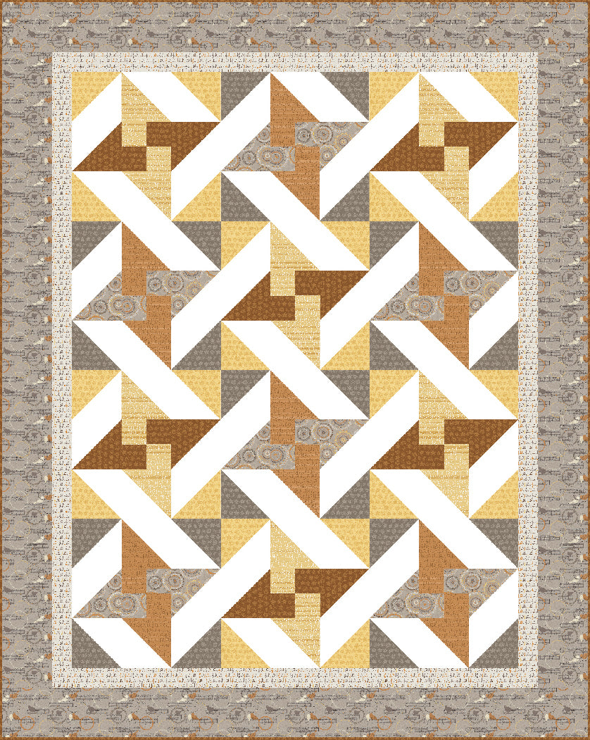 Copper and Gold Pieced Quilt Pattern