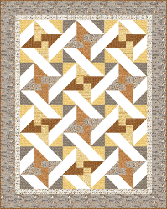 Copper and Gold Pieced Quilt Pattern
