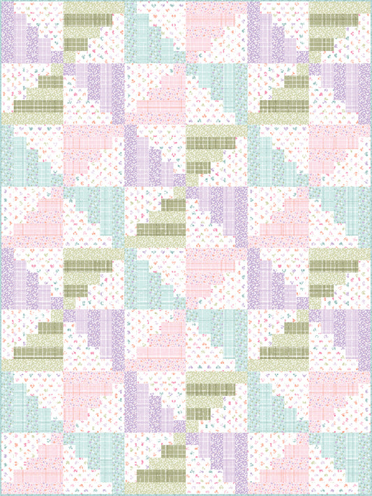 Hearts and Pastels Pieced Quilt Pattern